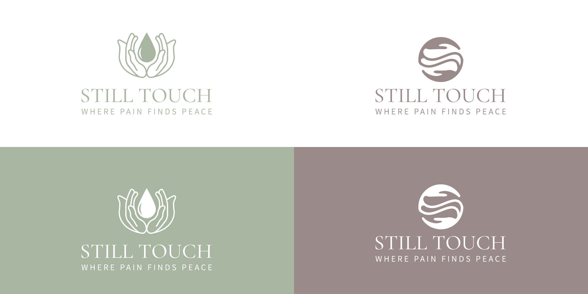 Round 1 logo variants for Still Touch, presented side by side.